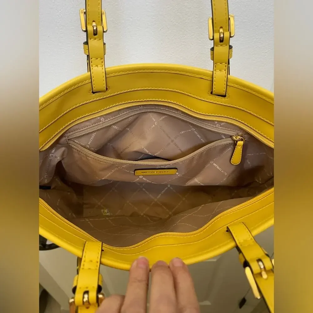 Michael Kors Cream and Yellow Leather Tote - Picture 9 of 15